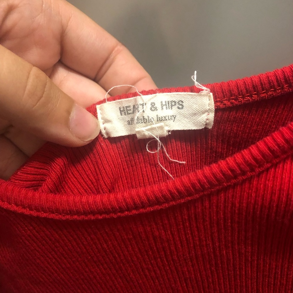 Red Off the Shoulder Crop Top